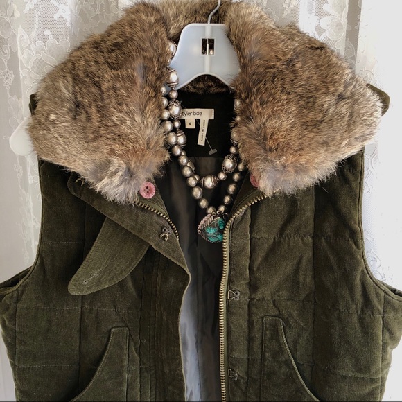 TYLER BOE * NWOT Designer Fine Corduroy Fur Collared Vest - Picture 2 of 7